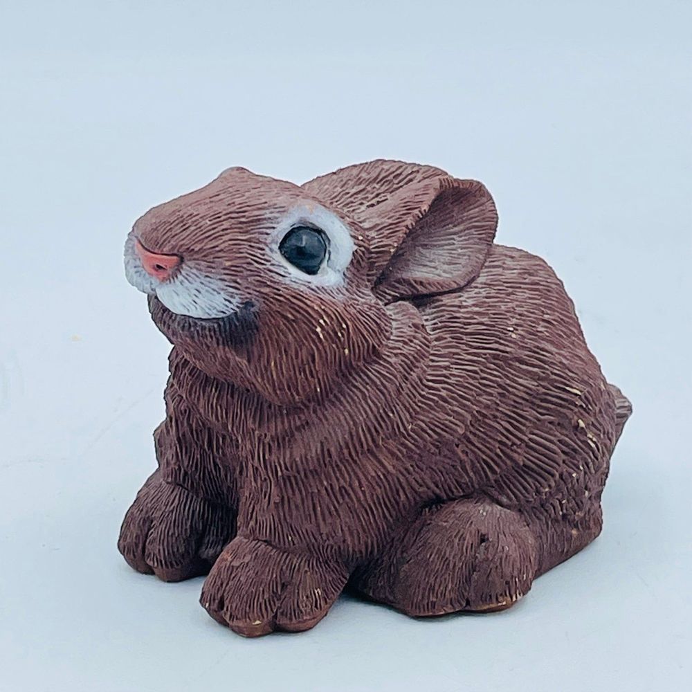 Adorable Brown Bunny Rabbit Resin Compound Figurine Don James-?